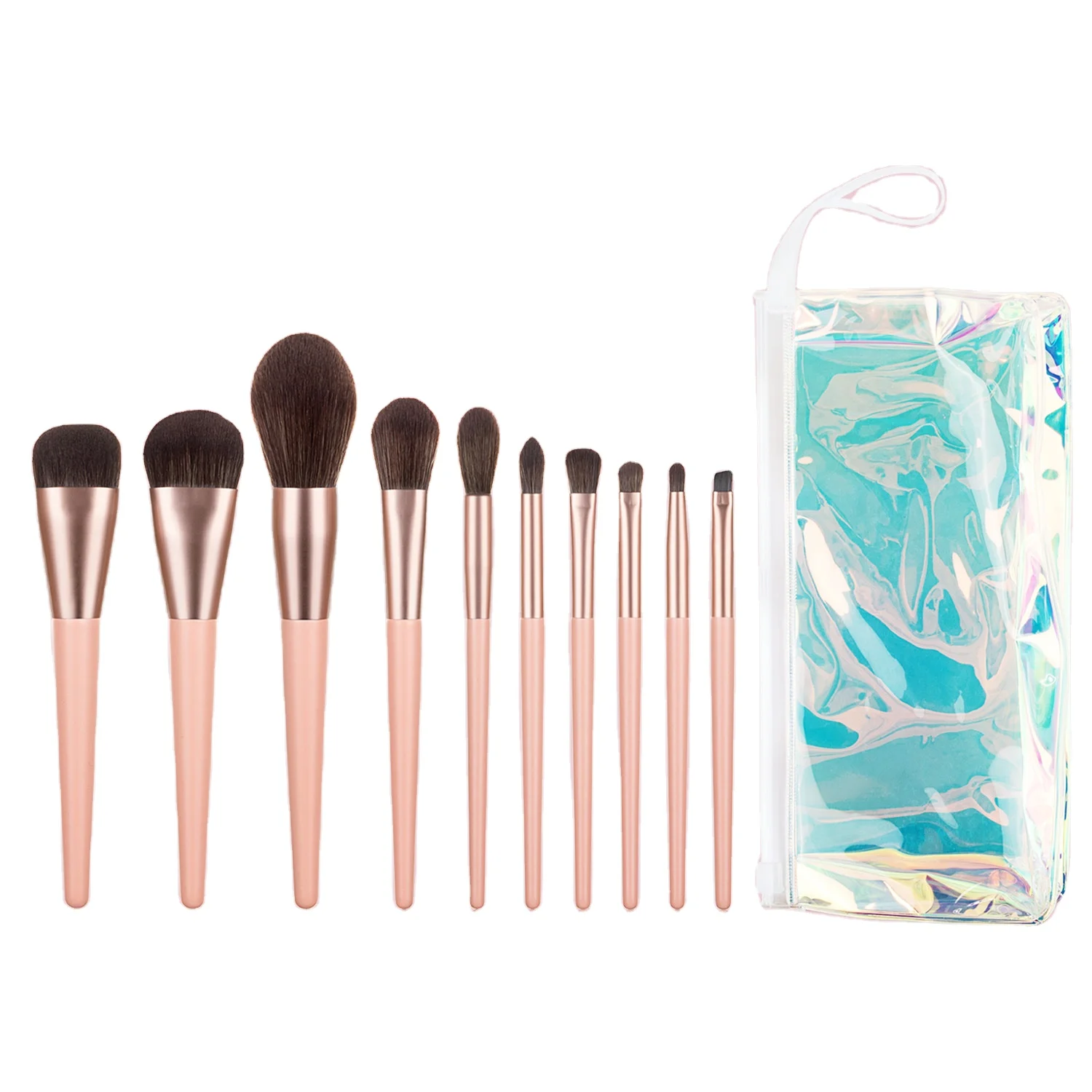 

Professional Makeup Brush Set With Bag Eye Shadow Foundation Powder Eyeliner Eyelash Lip Make Up Tools 10pcs Brush Set