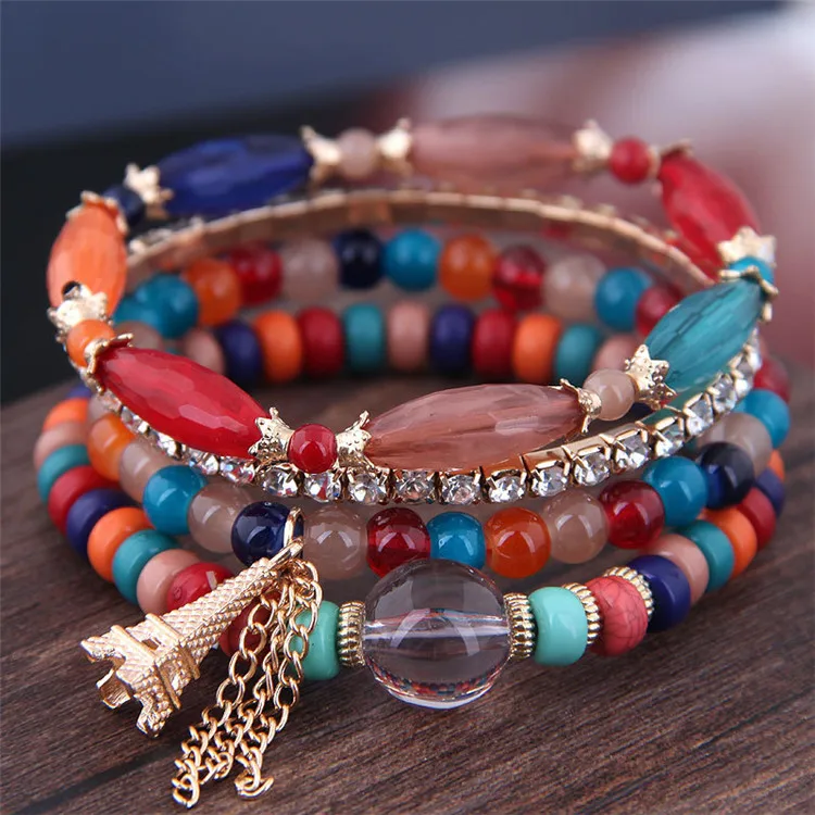 

New Jewelry European And American Fashion Stars With Beaded Elastic Suit Bracelet, Picture shows