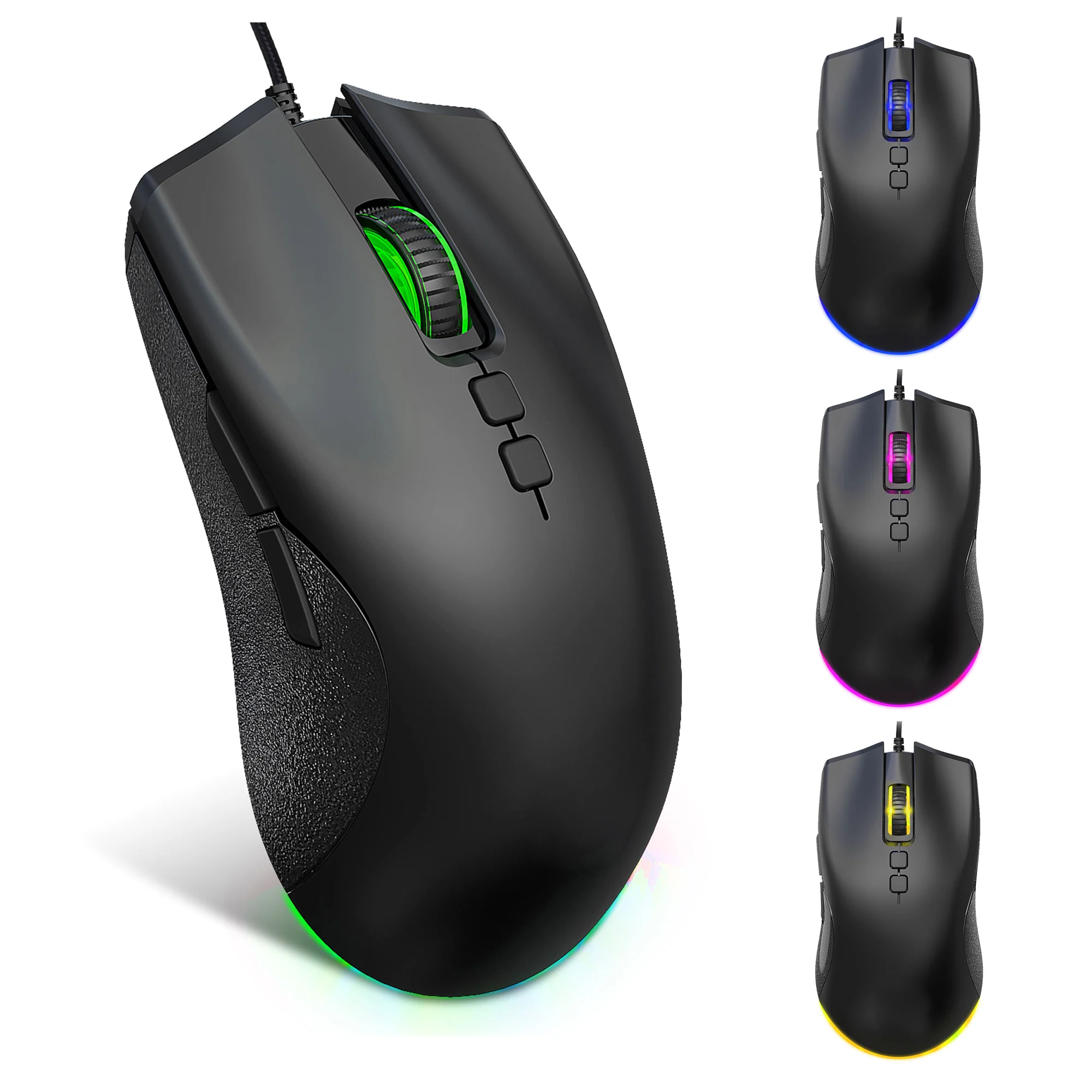 

Hot Selling RGB 6400DPI Led Lights Wired Gaming Mouse Custom Logo programmable Gaming mouse