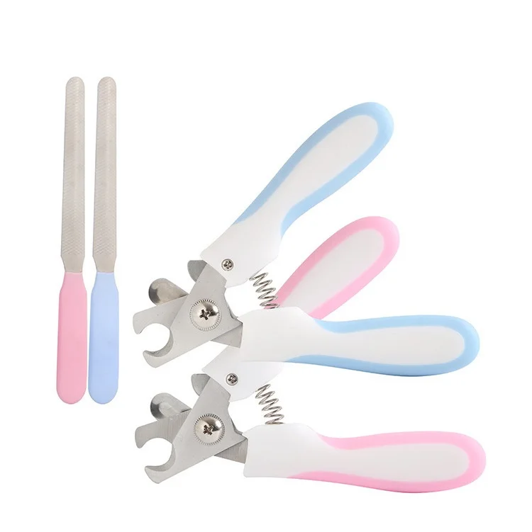 

Pink blue Stainless steel pet nail clippers set cat nail trimmers small animal cleaning and grooming tool cat nail trimmers