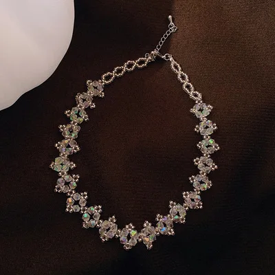 

Hot sale classic color crystal necklace stainless steel necklace ladies collarbone necklace wholesale, Customized color