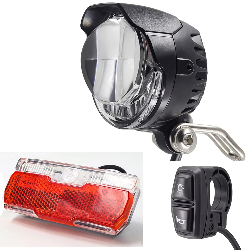 

Ebike Light Set Headlight with Horn can Install on Handlebar and LED Ebike Rear Lamp 12V 36V 48V 52V Electric Bicycle Parts
