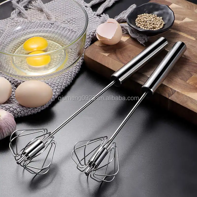 Semi-automatic Egg Beater Hand Pressure Stainless Steel Manual Hand Mixer  New