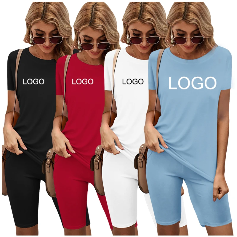 

2022 Hot Sale T-shirt And Short Set Women Halfpants Oversized T-shirt Sets Women Fitness T-shirt Set