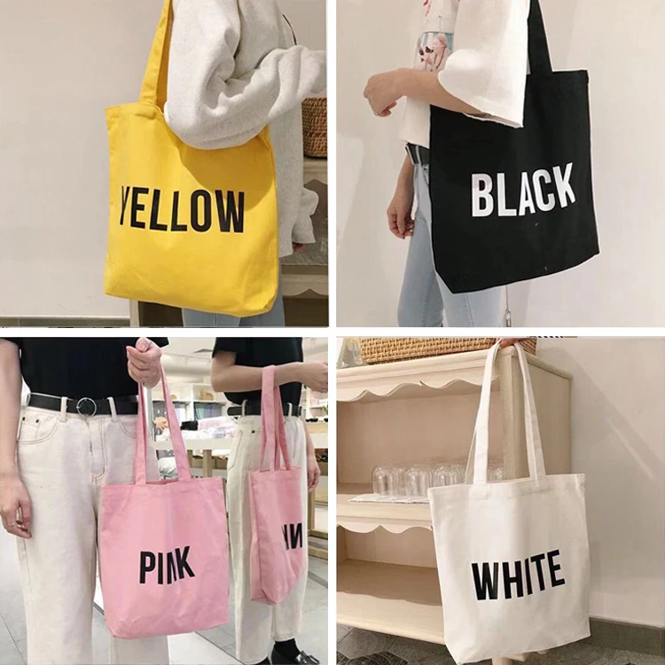 

reusable cotton tote bag printing custom logo canvas shopping bag, Customized color