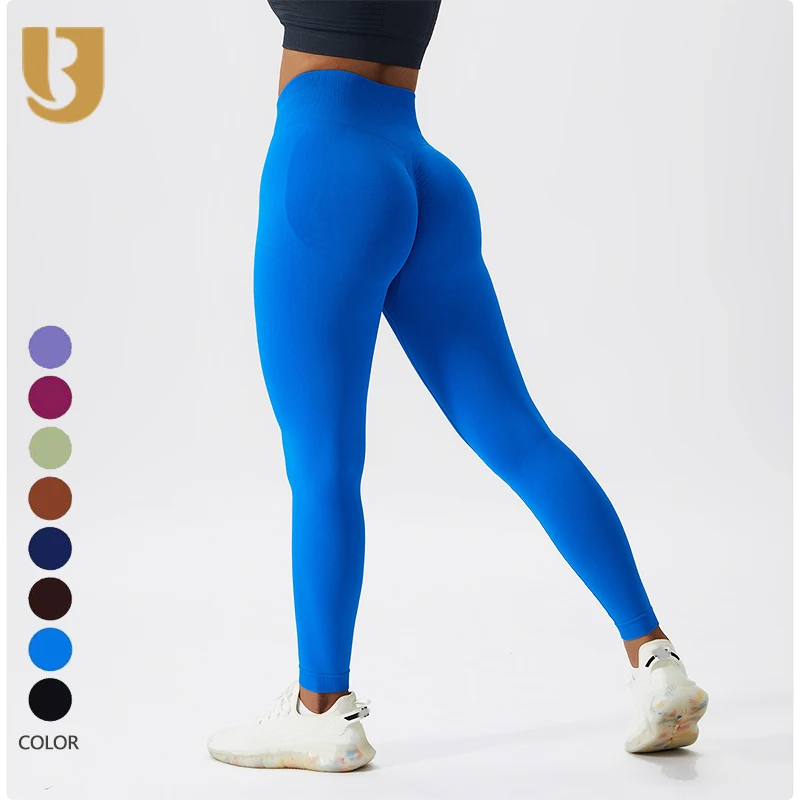 

87 Nylon 13 Spandex Seamless Sportswear High Waist Yoga Pants Gym Fitness Wear Scrunch Butt Leggings For Women
