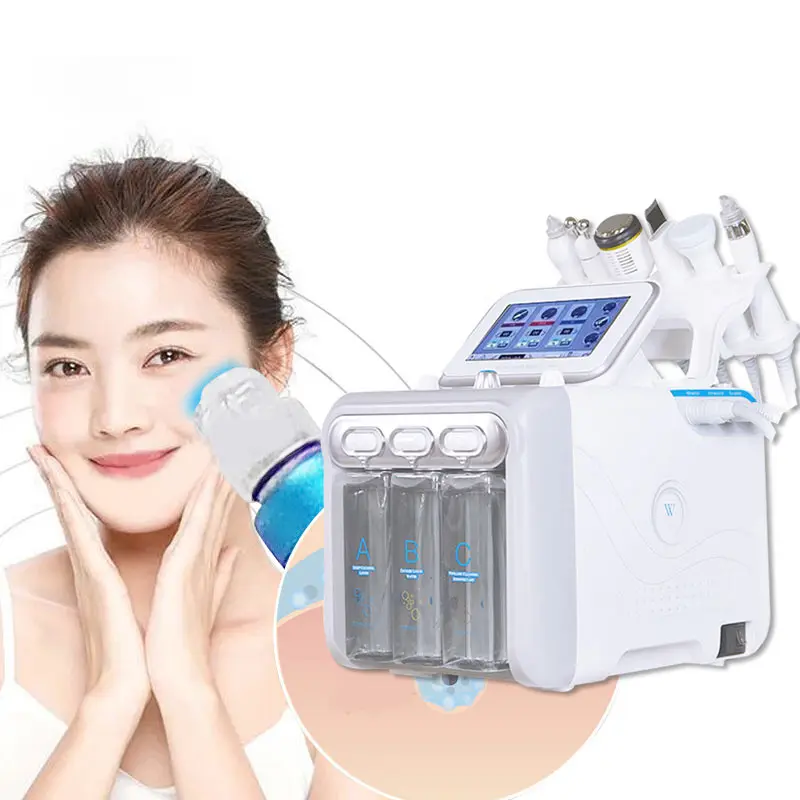 

Factory price Hydorgen oxygen facial machine 6 In 1 small bubble H2O2 Face Skin Care SPA Beauty Oxygen Therapy Machine, White