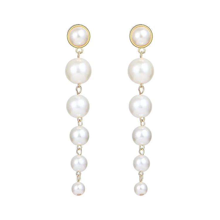 

Hot Selling Design Charm Pearl Long Drop Earrings For Woman, As the pictures
