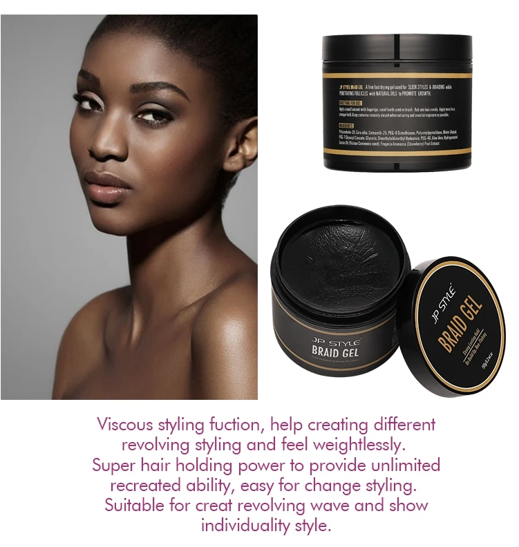 Private Label Extreme Hold Braiding Gel For Box Braid With Natural