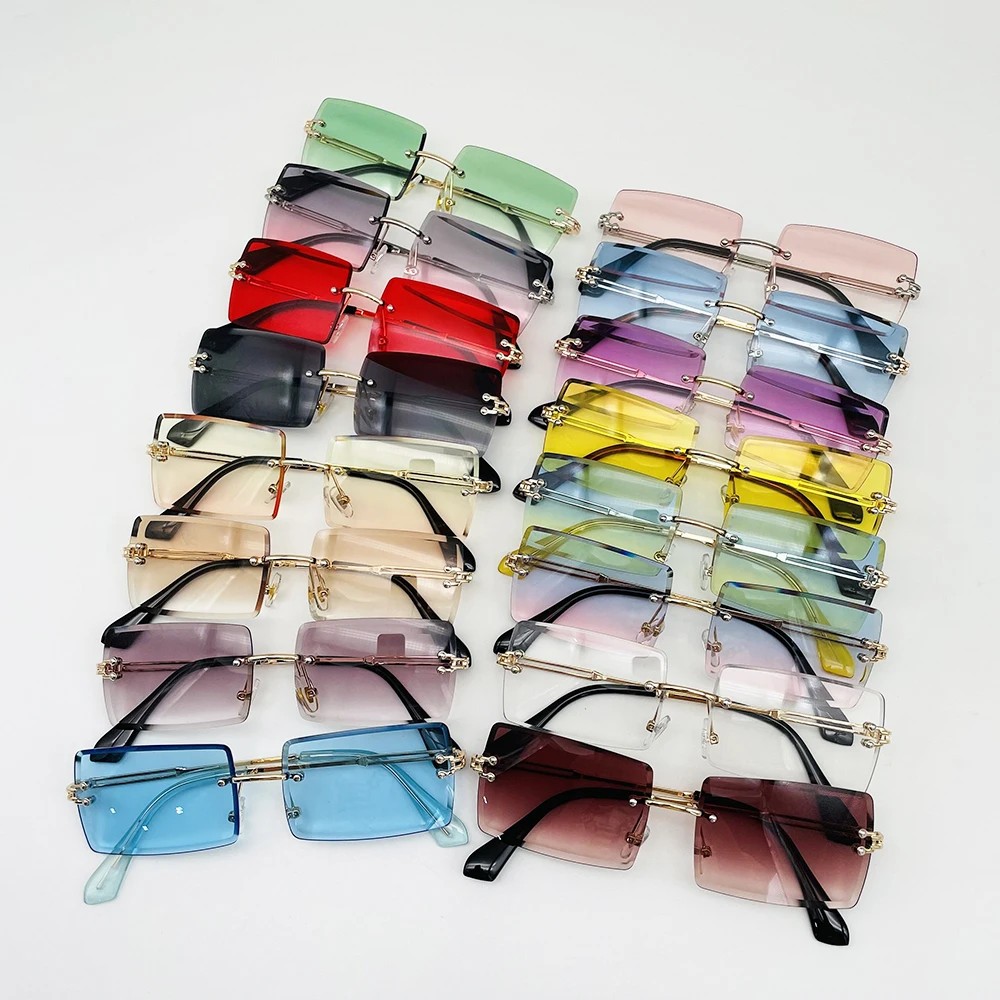 

Oversized Shade Sunglasses 2021 sun glasses Women Female Lady brand design trendy Rimless fashion women sunglasses