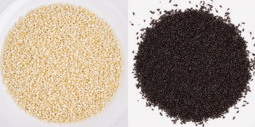 Toasted sesame seeds on top of a bowl