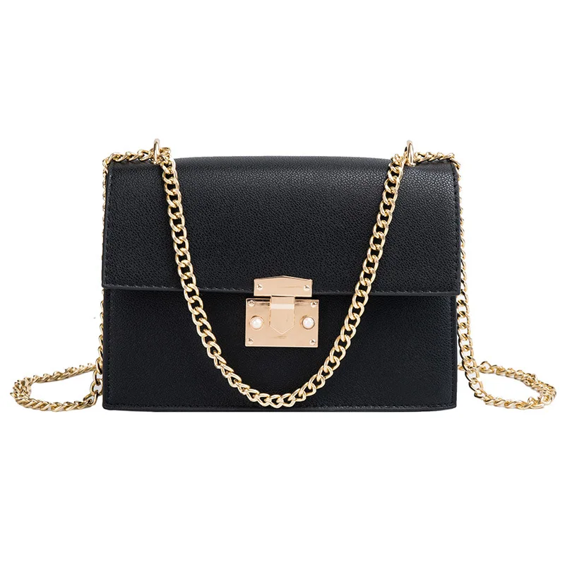 

XP1052 Fashion Lock Chain Shoulder Cross-Body Bags Elegant Female Square Leather Bags Women Handbags