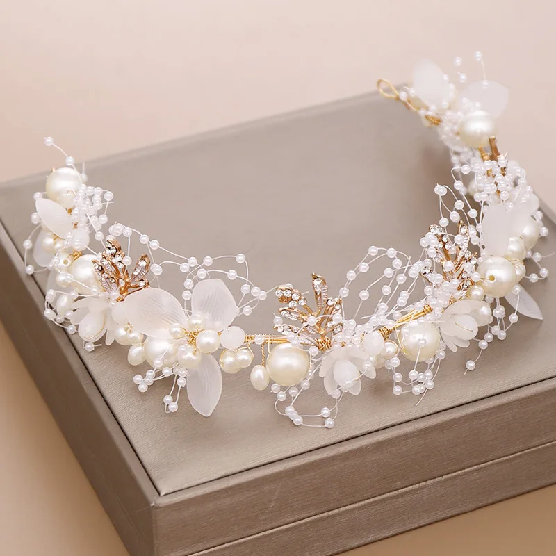 Handmade Princess Tiara  for Girl Birthday Catwalk Show Dress Accessories Headgear Flower Girl Wedding Headband