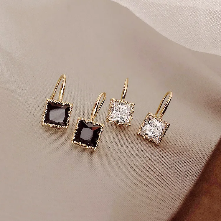 

big rhinestone square bridal crystal dangle earrings