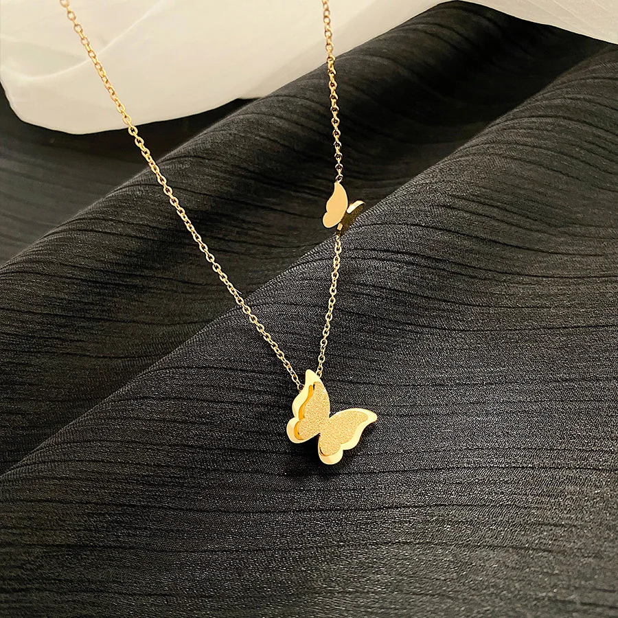 

Minimalist 18K Gold Plated Small Butterfly Choker Necklace Stainless Steel Butterfly Necklace for Women Jewelry