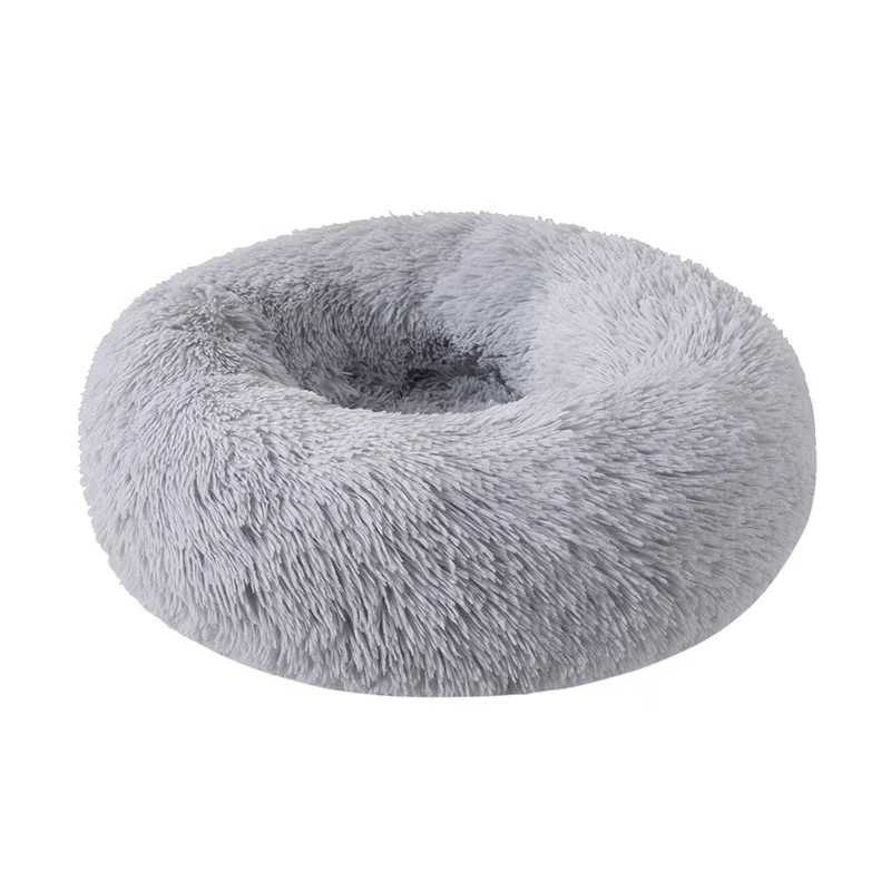 

High Quality Fashionable Washable Donut Round Plush Deluxe Pet Beds, Dark grey
