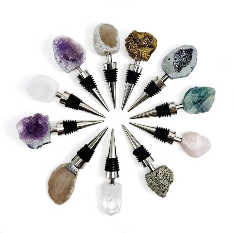 

Wholesale Wine Bottle Stopper Stone Decor ,Bar ware, Holiday Chakra Gift, Healing Crystals