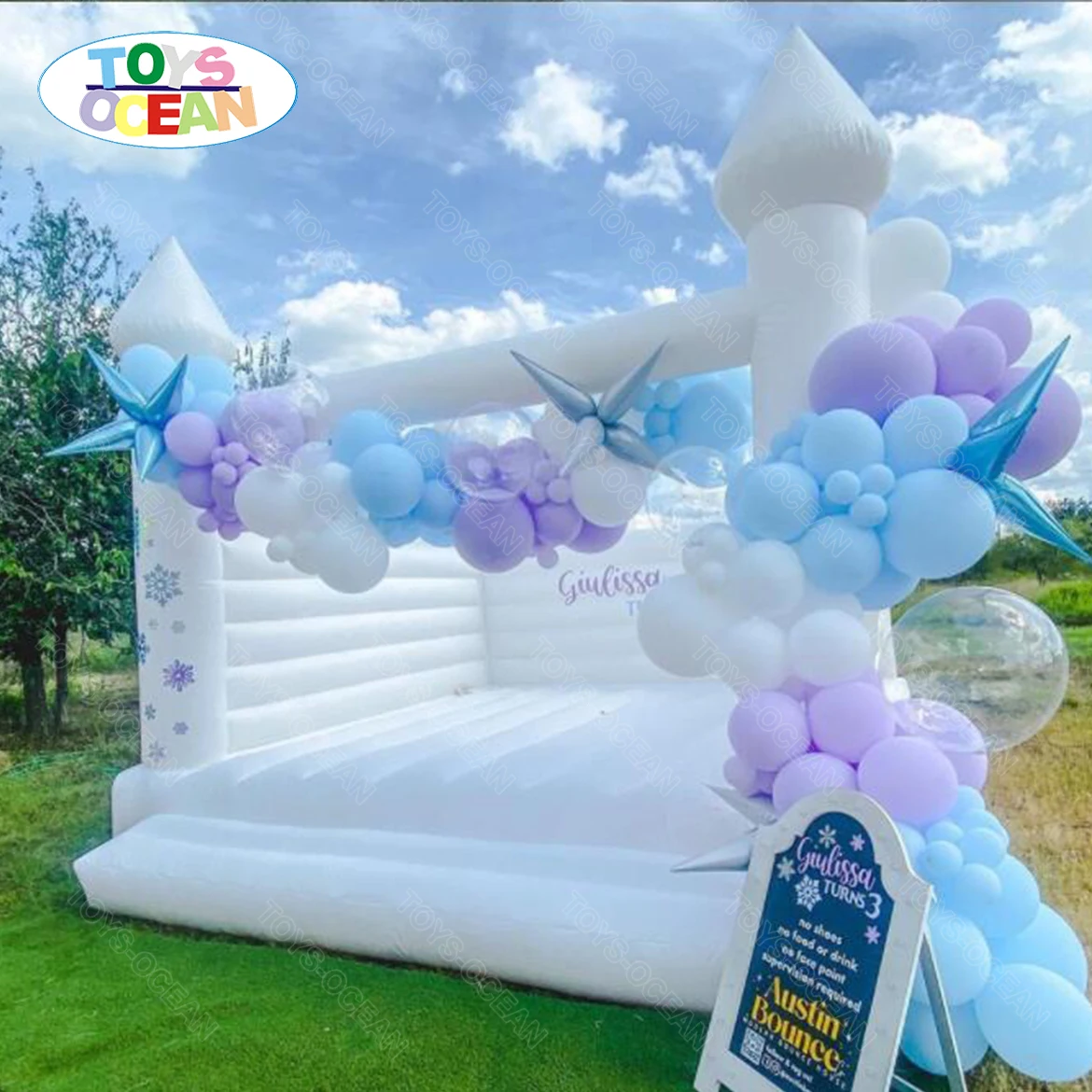 

10X10 ft new PVC bouncer fun party white bounce house kids bouncy castle wedding