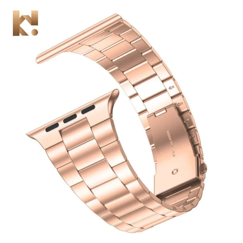 

KeepWin Luxury Stainless Steel Wristband Bracelet Belt Strap Compatible Metal Apple Watch Band 44mm 42mm 40mm 38mm, Silver/pink/gold/black/gun/champagne