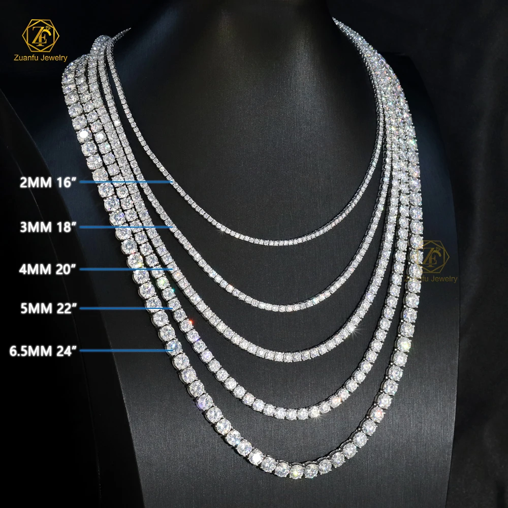 Classic Lowest Price 2mm 3mm 4mm Moissanite Tennis Chain 925 Sterling Silver Iced Out Diamond Necklace & Bracelet