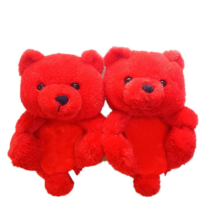 

2021 New Arrive Lovely Soft Fur New Style Plush Indoor Teddy Bear Slippers for Women Girls, Customer's request