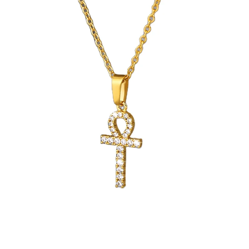 

Jewelry Necklaces Zircon Diamond Necklace Collar De Mujer Gold Plated Stainless Steel Initial Letter Cross Pendant Necklace, Gold /silver /rose gold