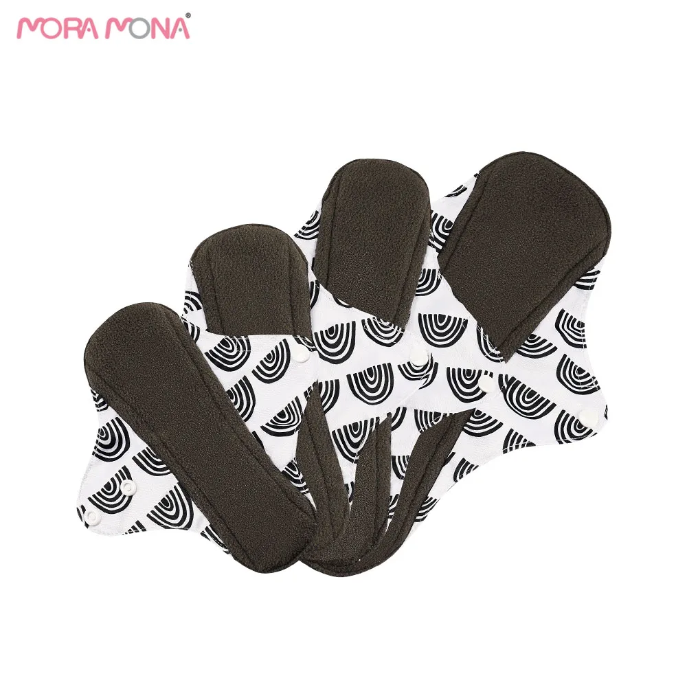 

Moramona Soft Cloth OEM Sanitary Pads Feminine Hygiene Sanitary Napkin 4pcs/ Pack Bamboo Menstrual Pads, Colorful