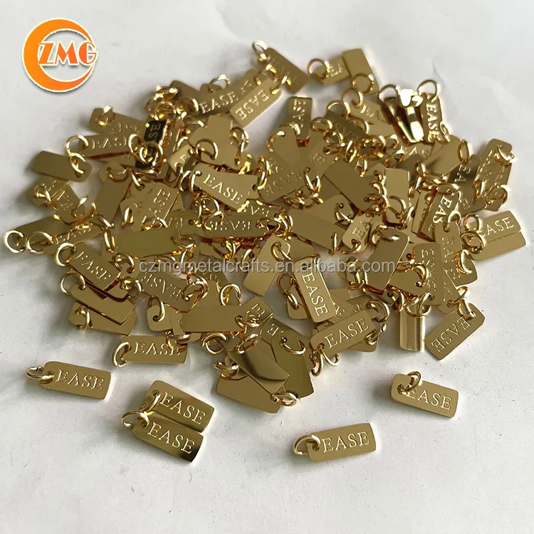 

A-Grade 18k gold stainless steel custom rectangle laser metal branded jewelry tags