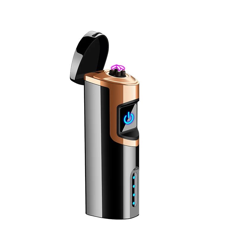 

Customized USB charging laser thumb to touch induction windproof electric quantity display double arc electronic lighter, Custom