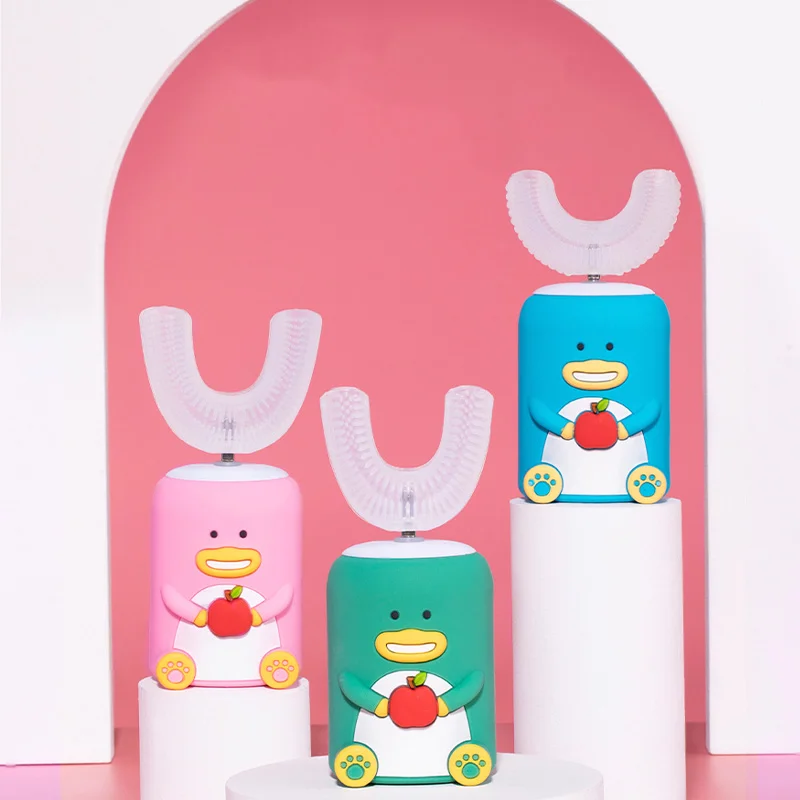 

Sonic automatic battery powered cute kids u shaped electric toothbrush ultrasonic 360 wholesale shenzhen, Green/blue/pink