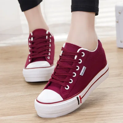 

High Quality Increased Female Muffin Platform Students Flat Women Canvas Shoes, Customized color