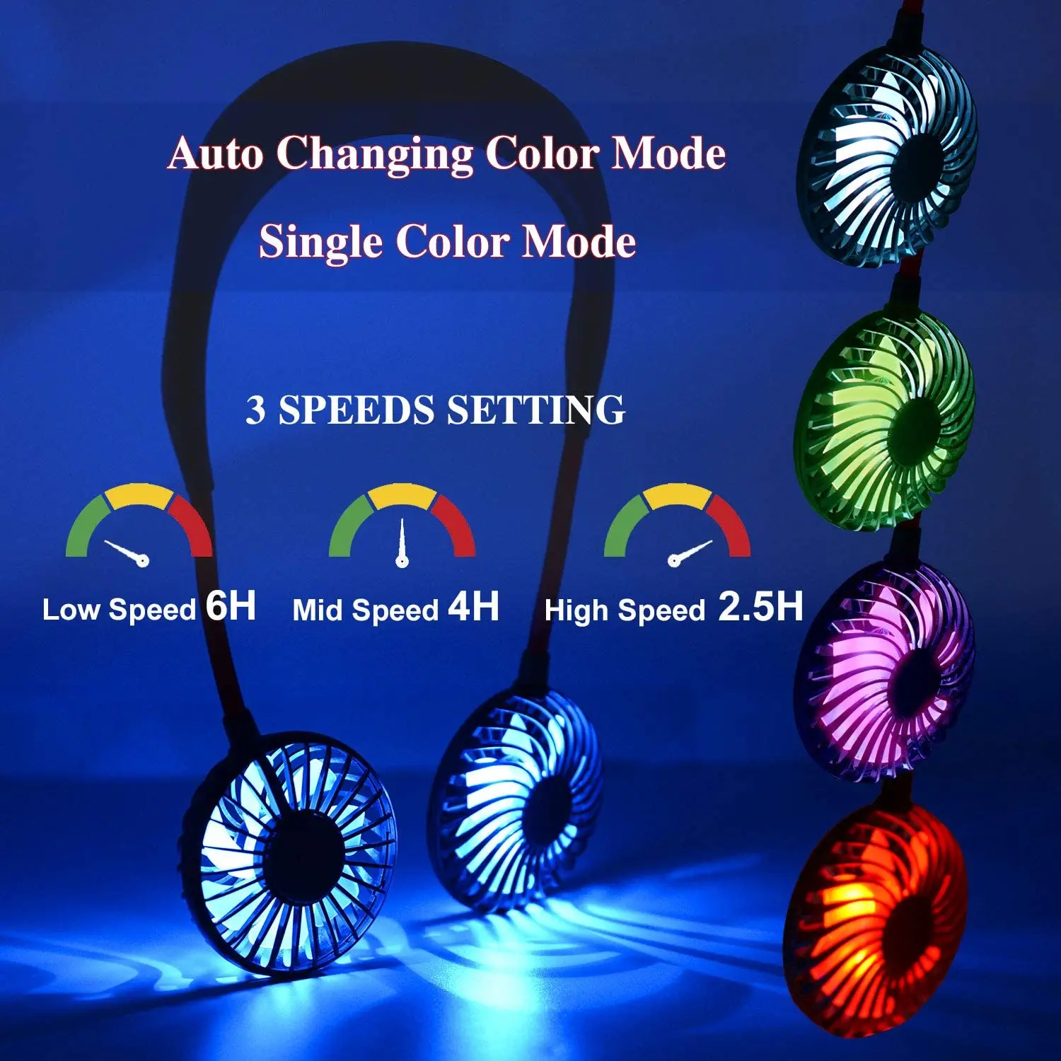 Portable Hand Free Fan Usb Rechargeable Sports Neck Fan Neckband 360