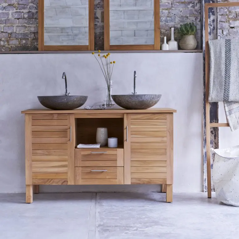 Teak Wood Surface Bathroom Furniture Double Vanity Buy Wood Veneer Bathroom Vanity Double Basin Solid Wood Bathroom Vanity Double Basinbathroom Vanity Product On Alibaba Com