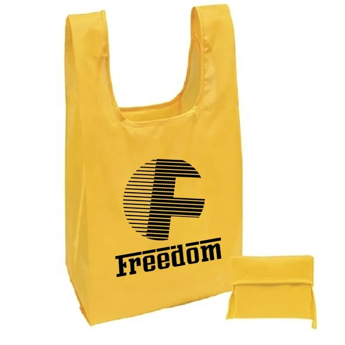 

High quality big supermarket waterproof foldable shopping polyester bag into pouch, Customized color