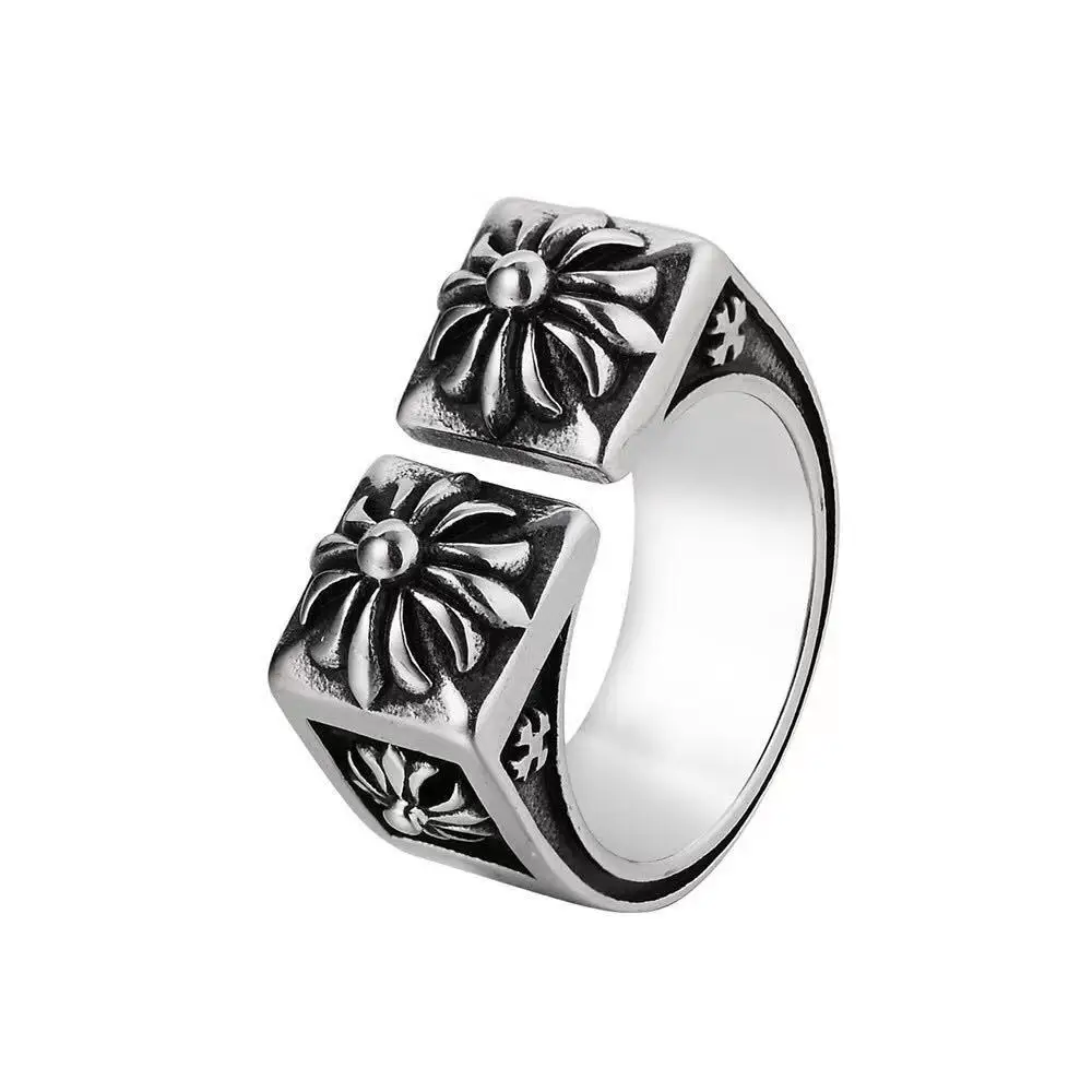 

Foreign trade jewelry wholesale European and American personality retro cross men's stainless steel ring