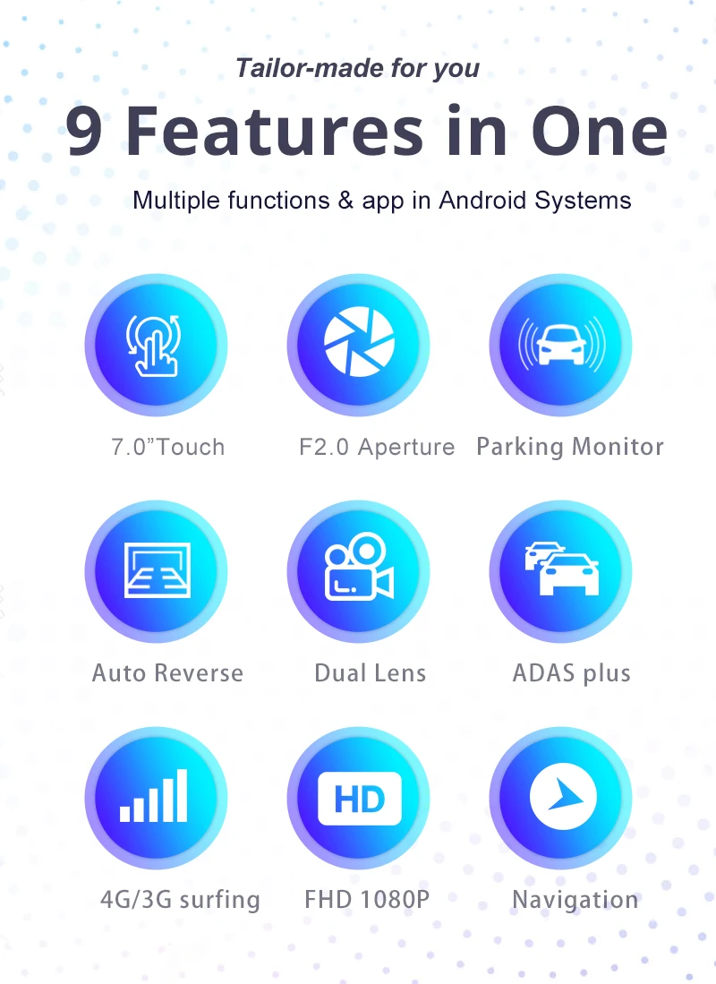 4g/3g android gps navigation fhd 1080p dash camera with dual