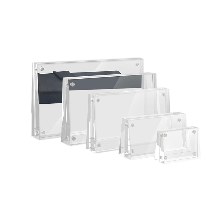 

customized acrylic double side thick desktop frames magnet photo frame