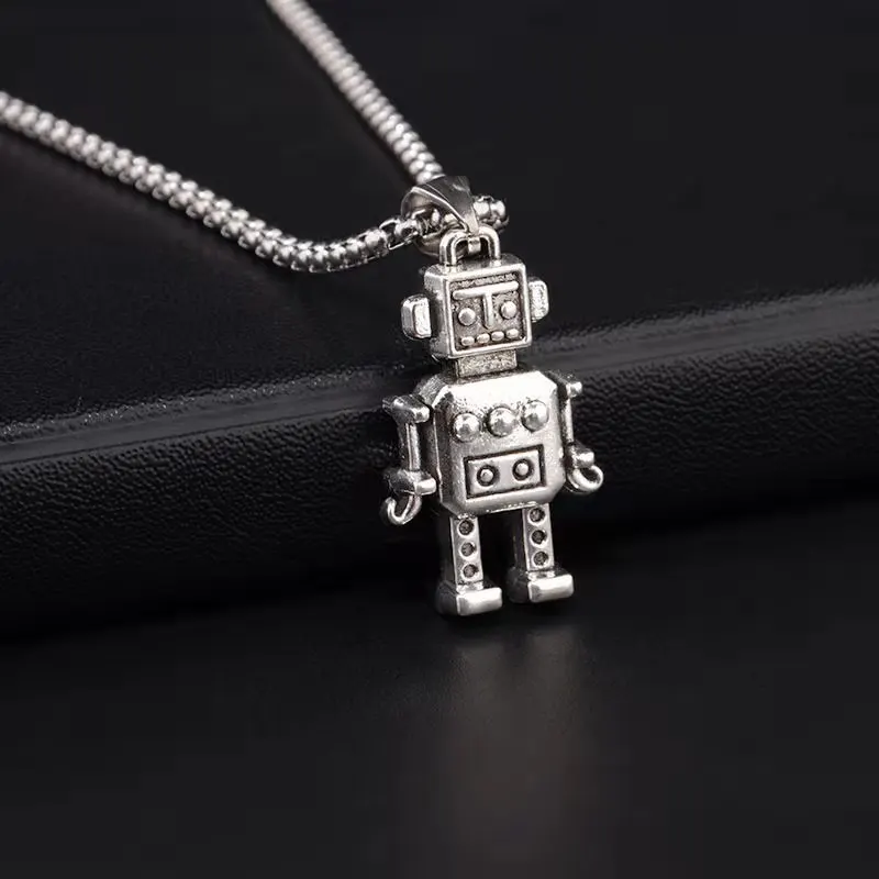 

Trend Cool Stainless Steel Versatile Bead Chain Necklace Cool Men Jewelry Robot Pendant Necklace, Rose gold