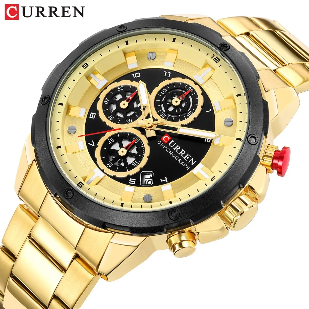 

CURREN 8323 Blue Male Watch Top Brand Man Watches Water Resistant Men's Watch 2019 Chronograph Wristwatch Mens Stainless Steel