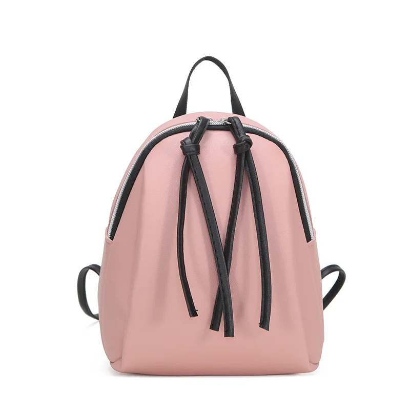 

2021 Summer Autumn New Products Ladies Hit Color Double Pull Tassel Shell Small Backpack PU Leather School Bags, Black,pink,brown,gray