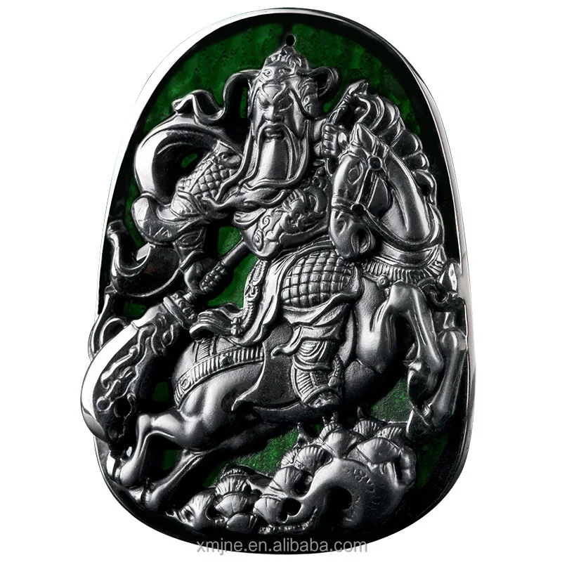 

Certified Grade A Natural Jadeite Ink Jade Guan Gong Pendant Ink Green Ice Kind Jade Men And Women Jade Pendant Wholesale