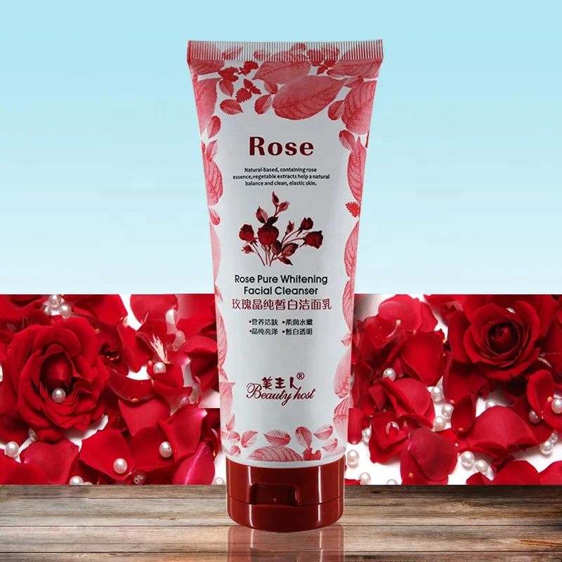 

OEM/ODM Rose Pure Exfoliating Deeply Cleansing Whitening Foam Facial Cleanser