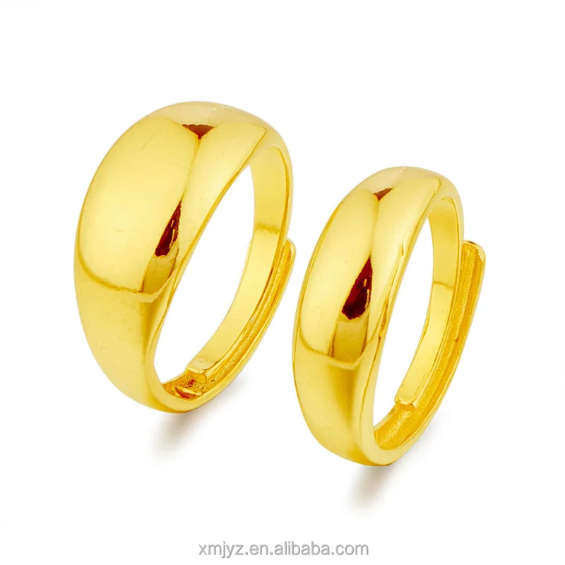 

Gold Plated 24K Imitation Gold Ring Couple 999 Couple Rings Vietnam Placer Gold Glossy Simple Open Ring