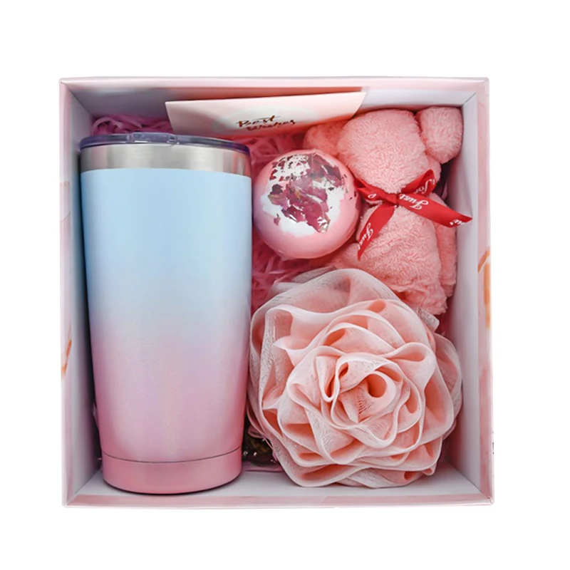 

Stainless Steel Tumbler Encouragement Basket Box Get Well Soon Spa Gift Set For Women