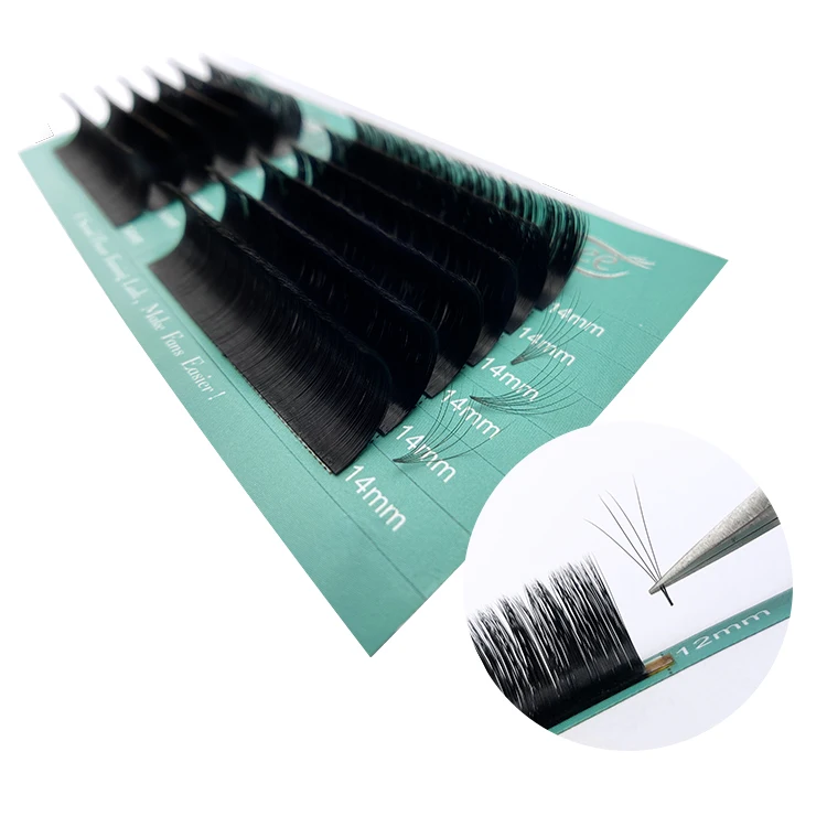 

Qeelasee 0.07 One Second Making Fans Easy Private Label Blooming Volume Individual Eyelash Extension, Natural black