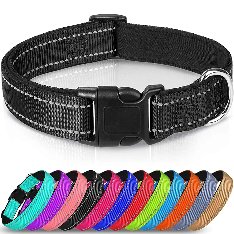 

Reflective Dog Collar with Safety Locking Buckle, Breathable Soft Adjustable Nylon Pet Collars with Heavy Duty D-Ring for Small,, Customized color