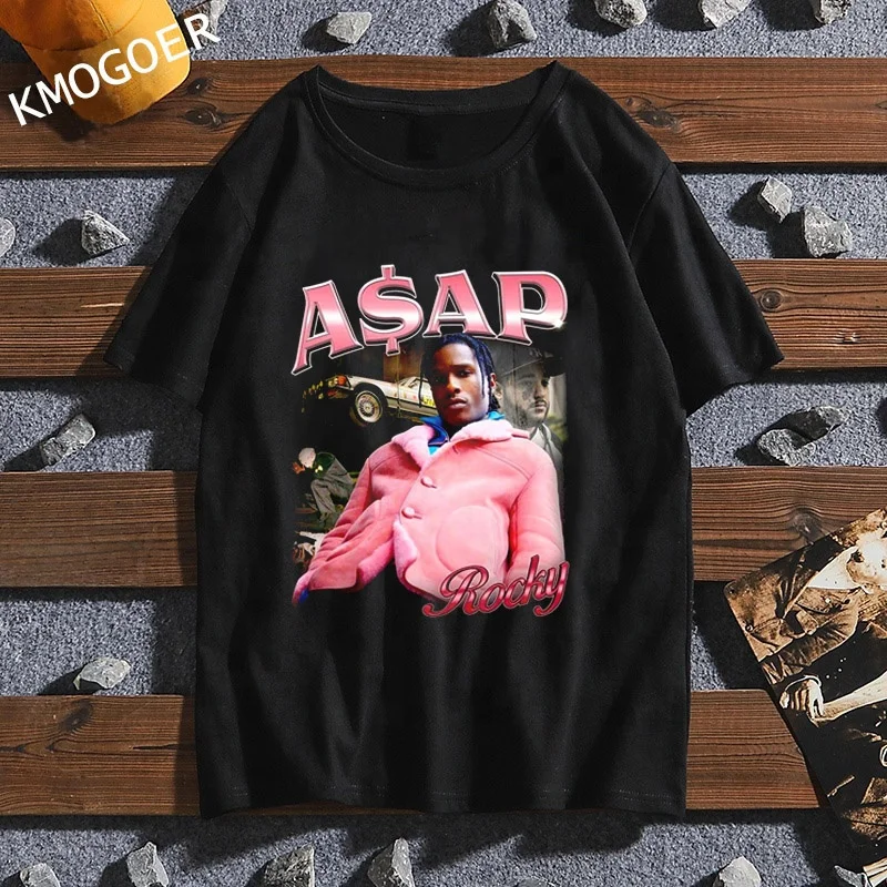 

Wholesale Black Rapper T-Shirt 90S Clothing Casual Clothes Graphic Tee Print T-Shirt Men Hip Hop Apparel, Black white gray dark blue red