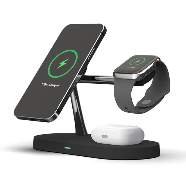 

New Design 15w Wireless Charger for Magsafe LED light 3 in 1 Wireless Charge Stand