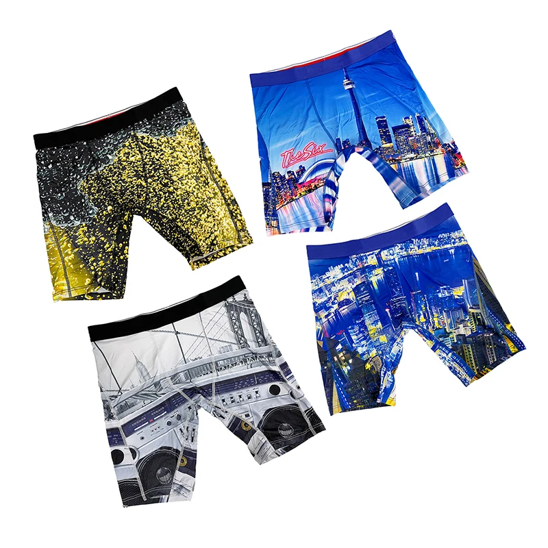 

Clearance sale design Eth brand men boxers underwear polyester quick dry printed trunks wholesale custom men briefs boxers, As pic shows