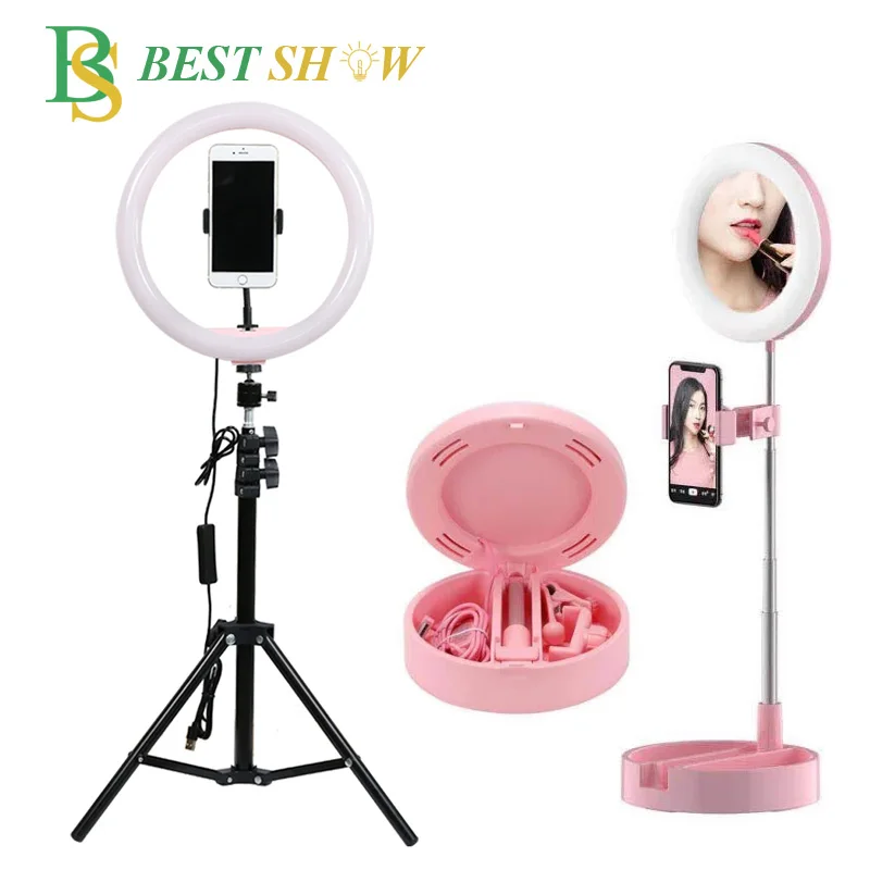 

Guangzhou Circular LED Selfie Ring Fill Light with Stand 10 12 15 18 Inch led selfie light Video Makeup LED Camera Lamp, Black